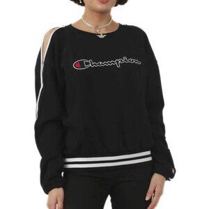 Champion Life Women's Vintage Dye Fleece Cold Shoulder Top, Black  NWT